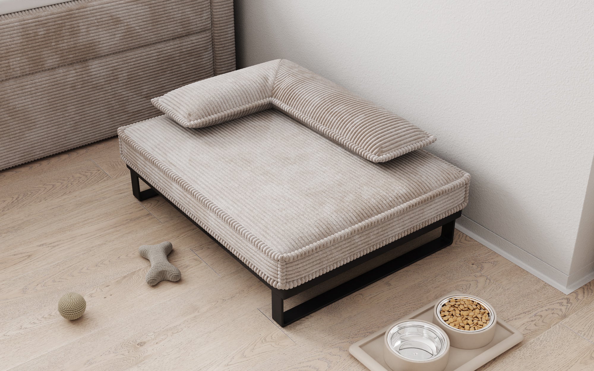 Hundebett Milo – 80×60 cm mit Cordbezug & Metallrahmen