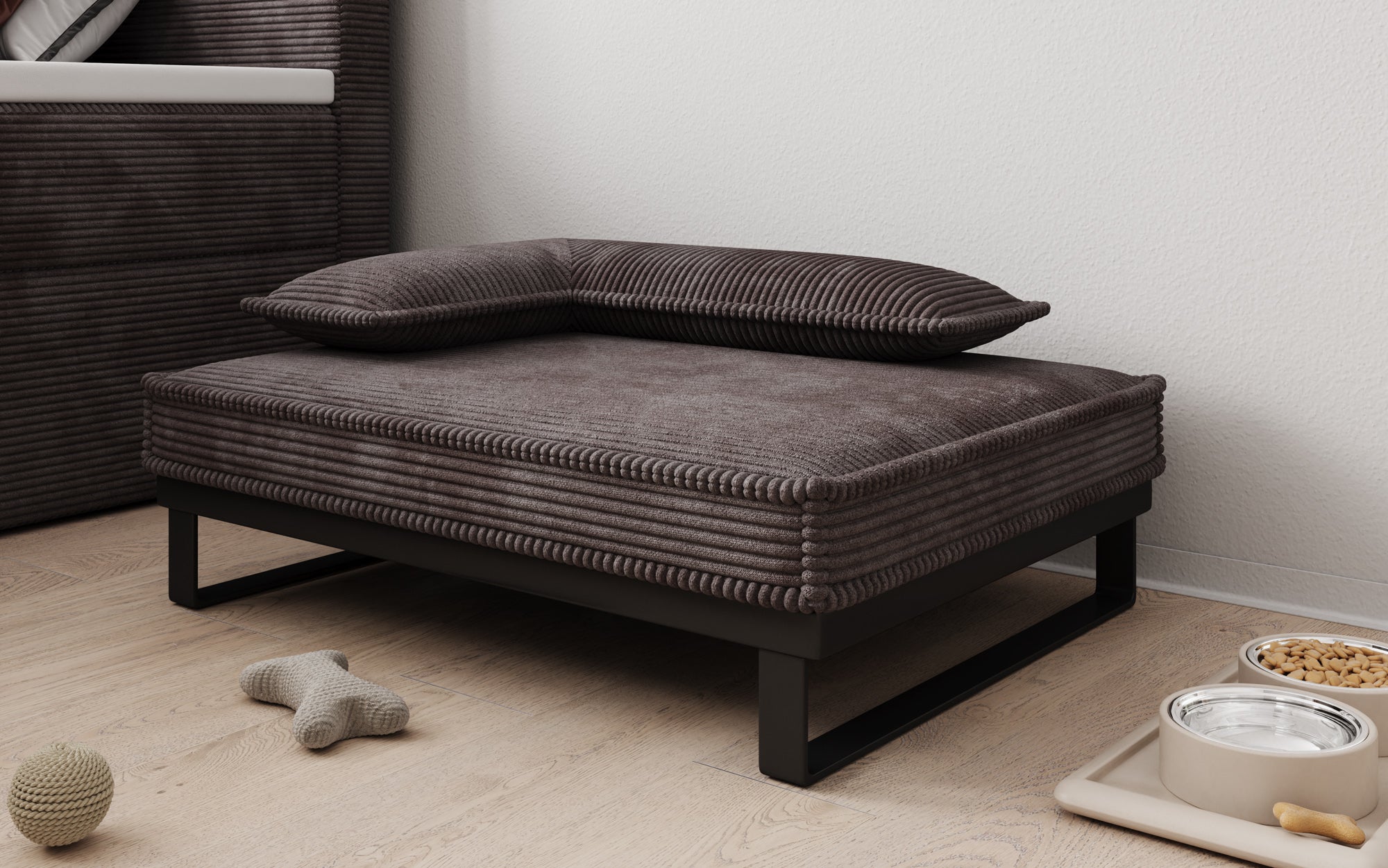 Hundebett Milo – 80×60 cm mit Cordbezug & Metallrahmen