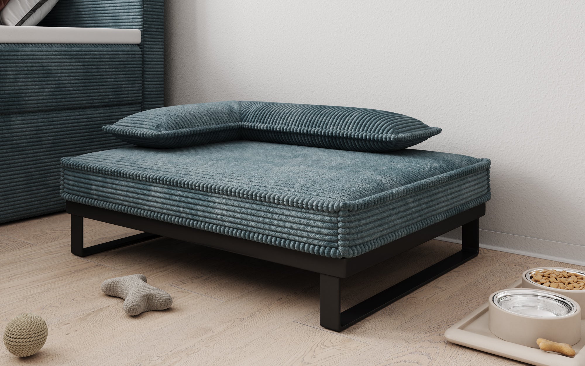 Hundebett Milo – 80×60 cm mit Cordbezug & Metallrahmen