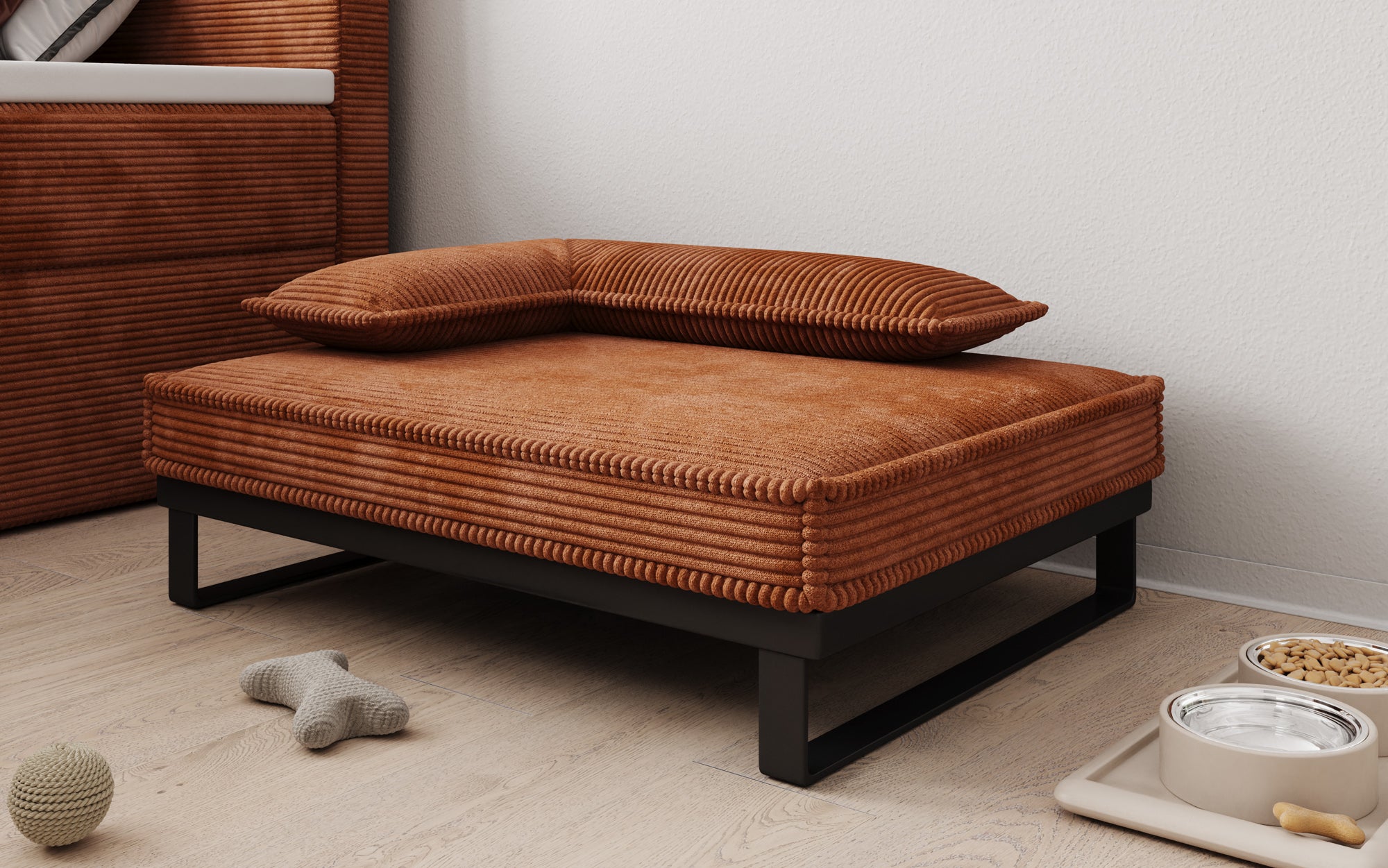 Hundebett Milo – 80×60 cm mit Cordbezug & Metallrahmen