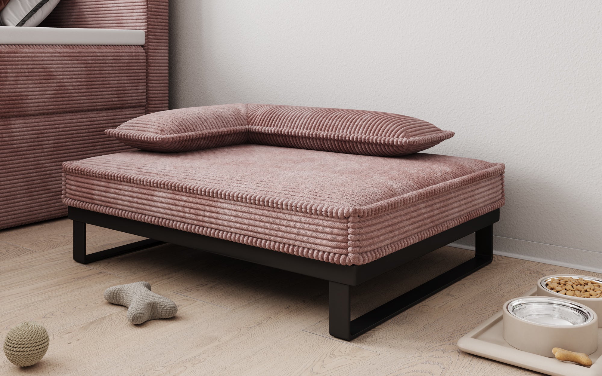 Hundebett Milo – 80×60 cm mit Cordbezug & Metallrahmen