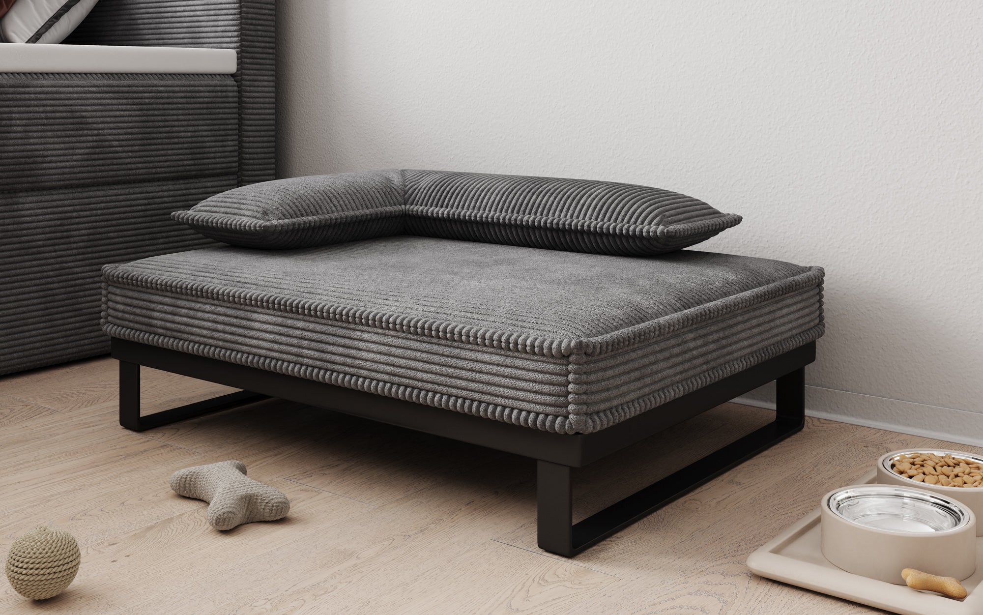 Hundebett Milo – 80×60 cm mit Cordbezug & Metallrahmen