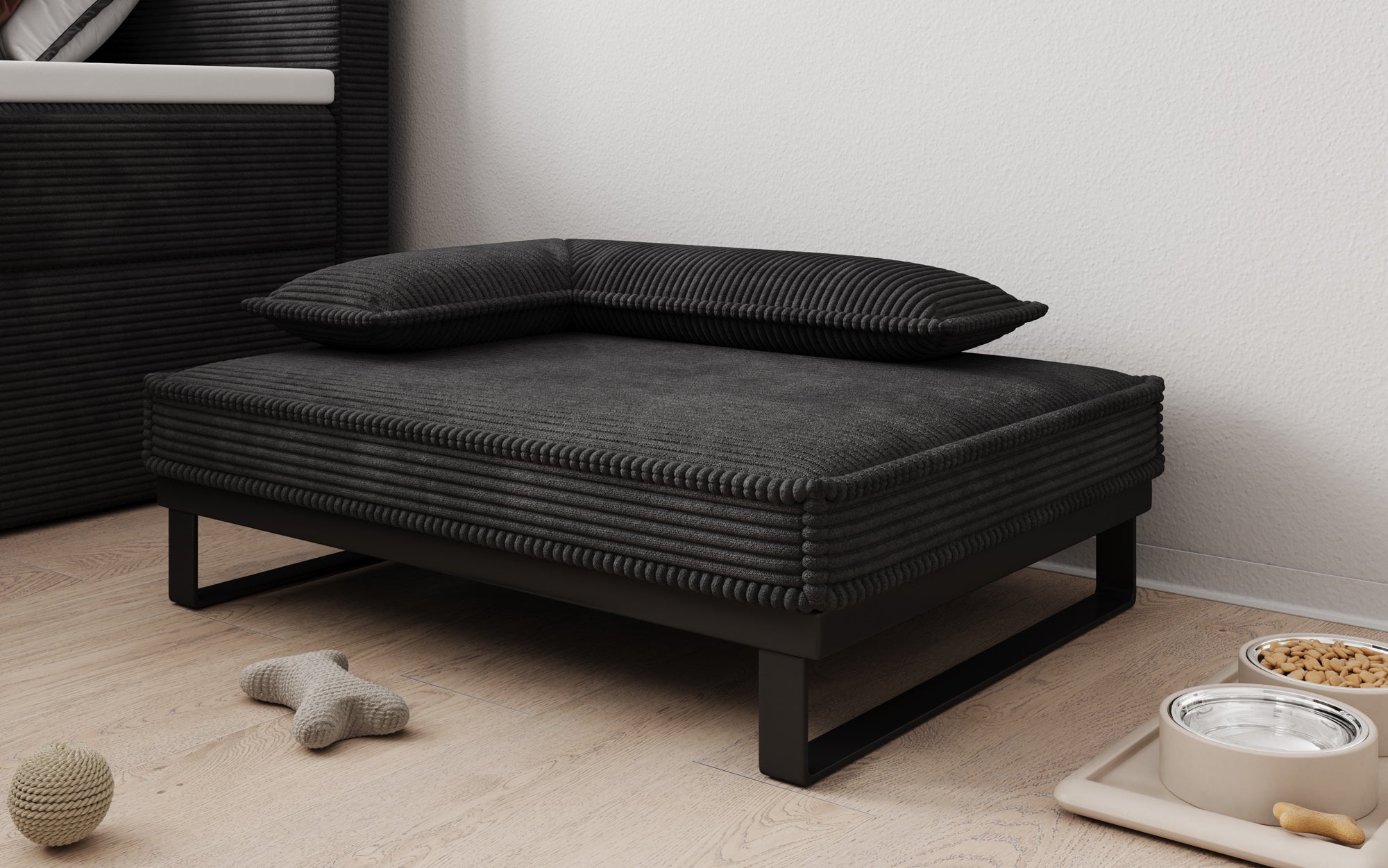 Hundebett Milo – 80×60 cm mit Cordbezug & Metallrahmen