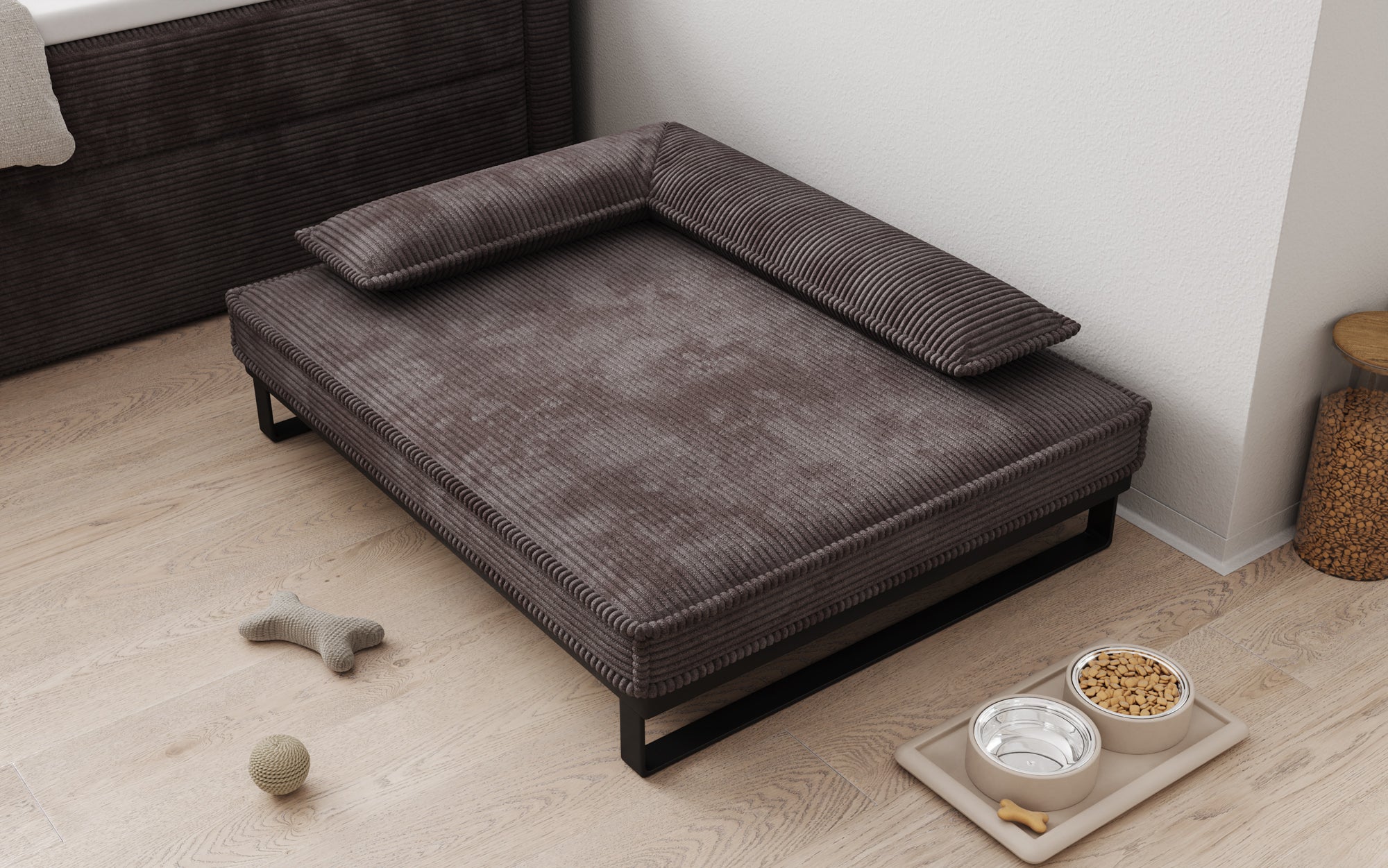 Hundebett Milo – 80×100 cm mit Cordbezug & Metallrahmen