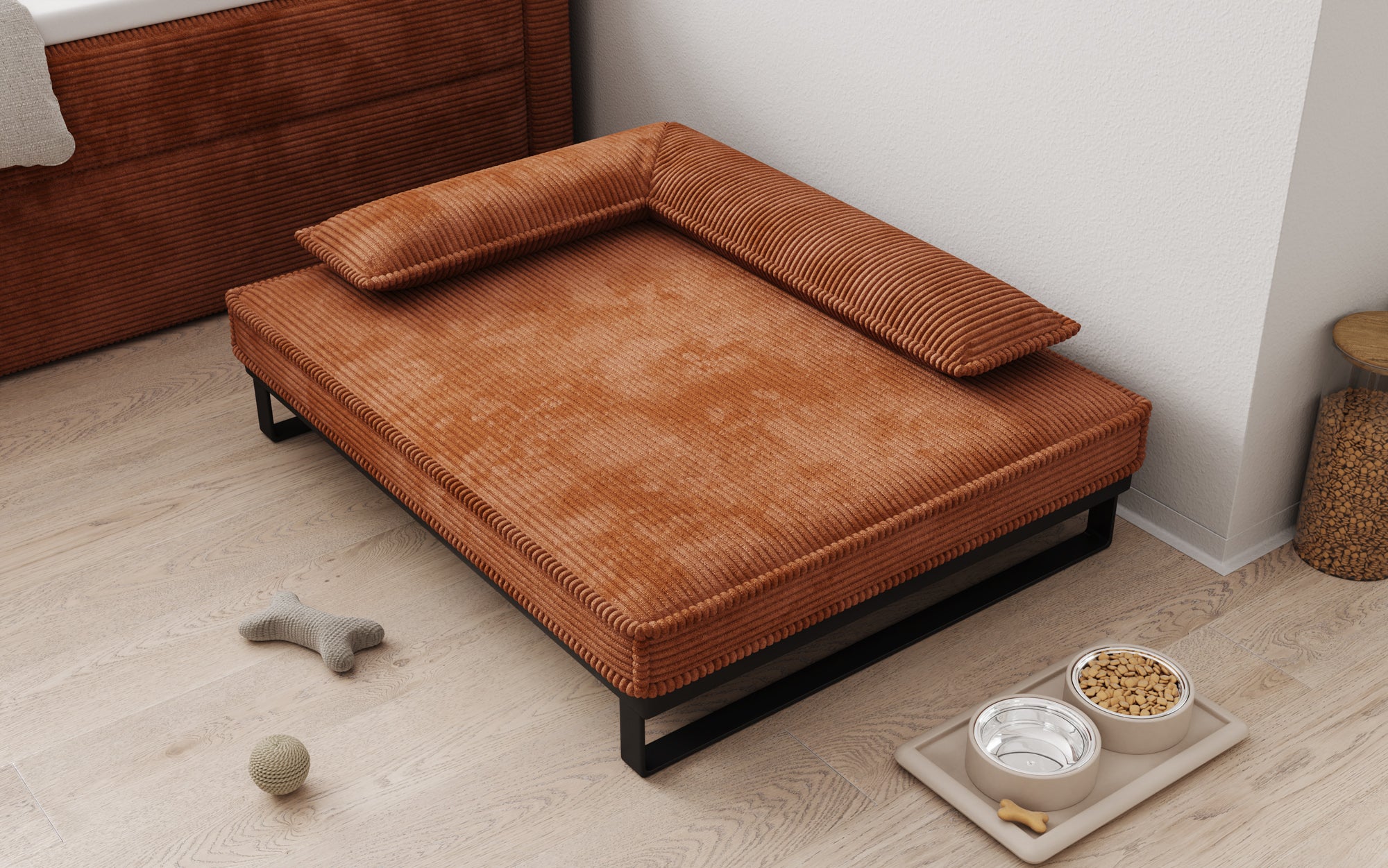Hundebett Milo – 80×100 cm mit Cordbezug & Metallrahmen