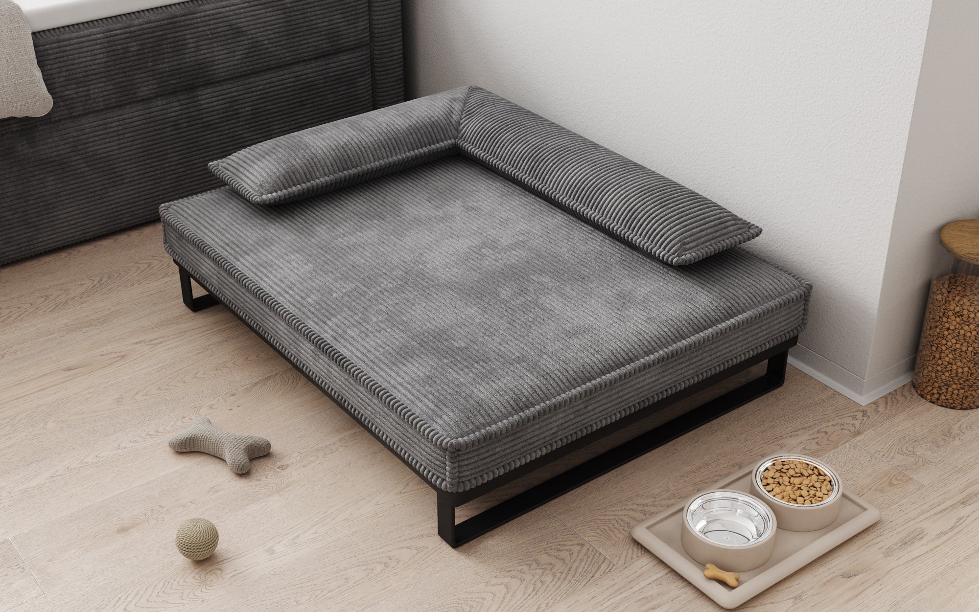Hundebett Milo – 80×100 cm mit Cordbezug & Metallrahmen