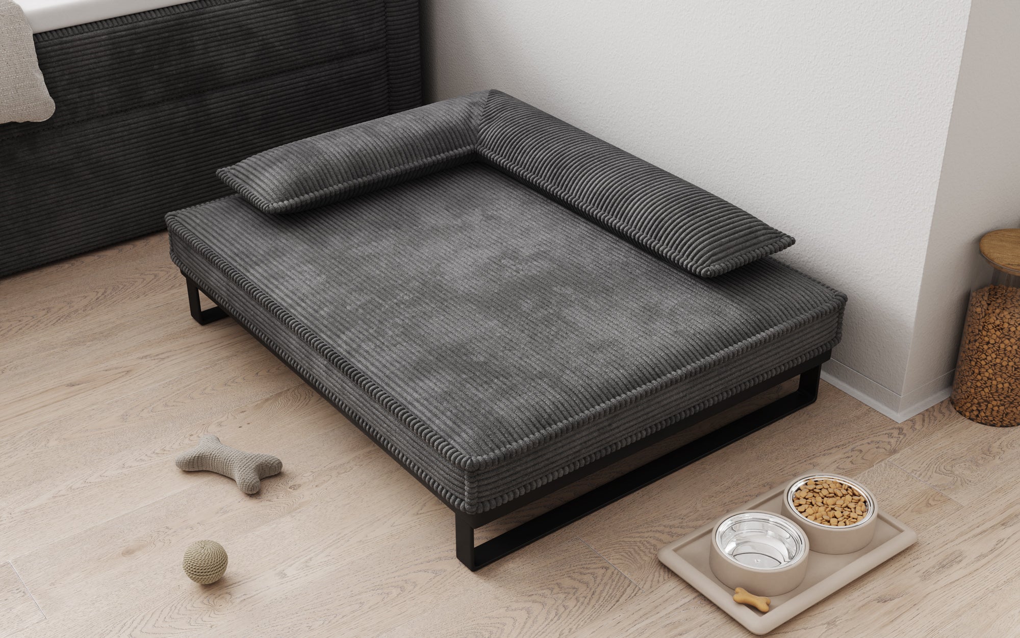 Hundebett Milo – 80×100 cm mit Cordbezug & Metallrahmen