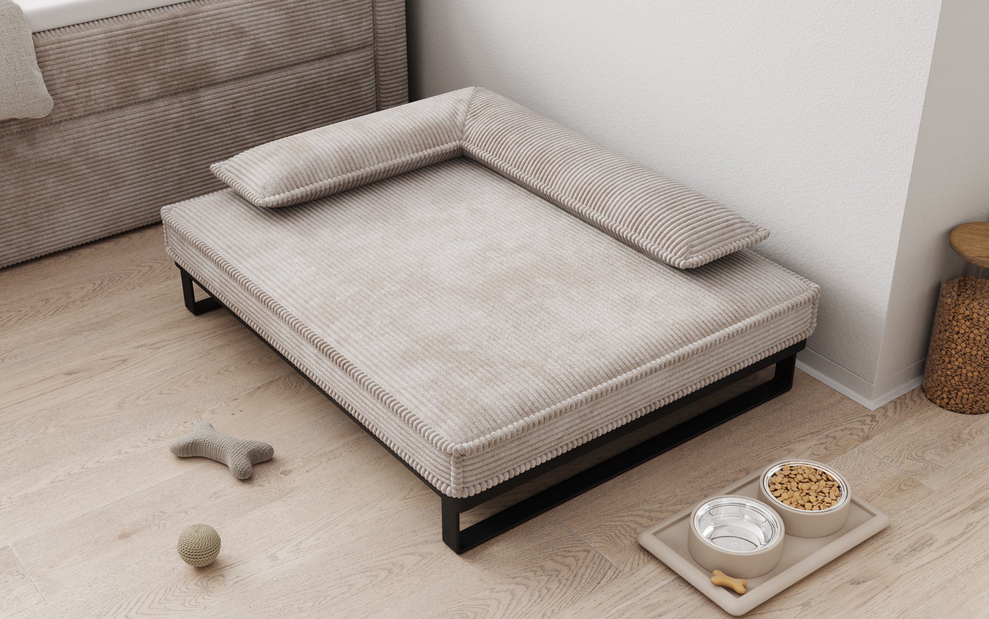 Hundebett Milo – 80×100 cm mit Cordbezug & Metallrahmen