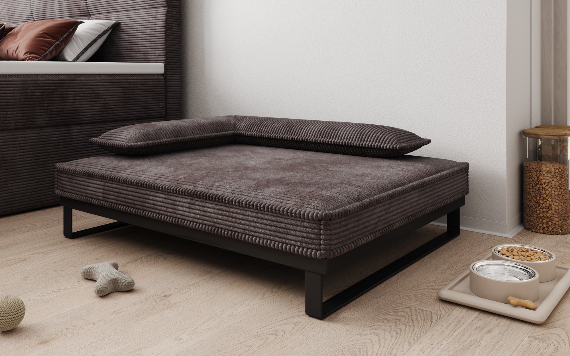 Hundebett Milo – 80×100 cm mit Cordbezug & Metallrahmen