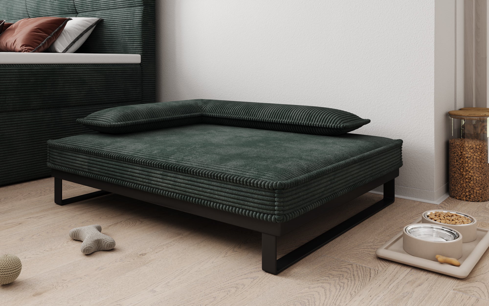 Hundebett Milo – 80×100 cm mit Cordbezug & Metallrahmen