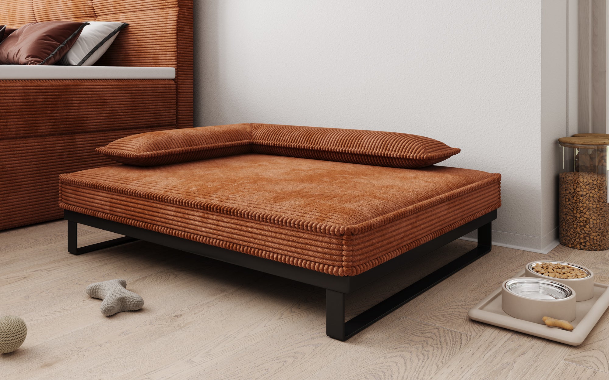 Hundebett Milo – 80×100 cm mit Cordbezug & Metallrahmen