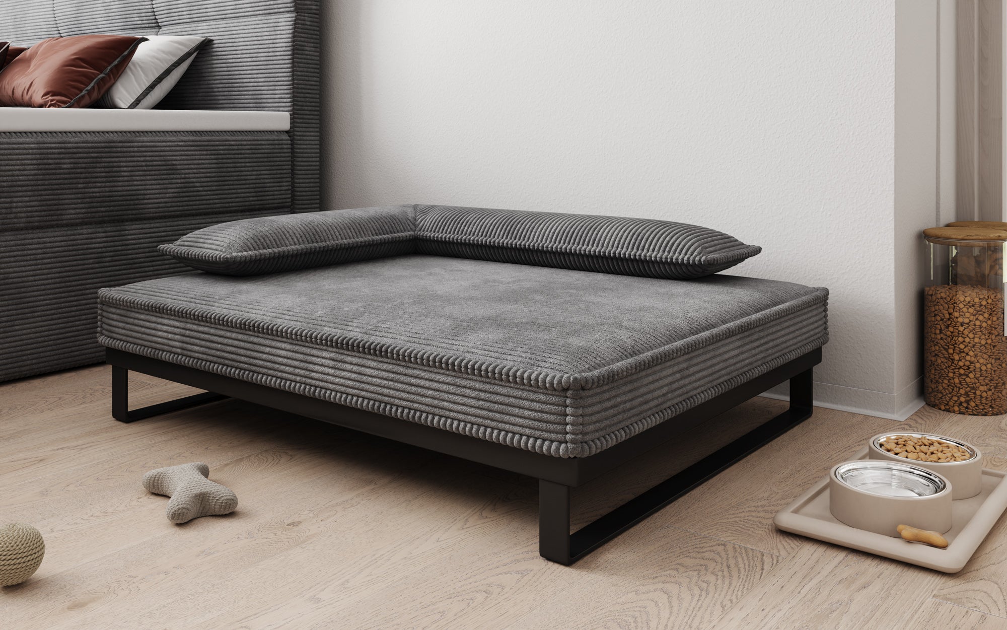 Hundebett Milo – 80×100 cm mit Cordbezug & Metallrahmen