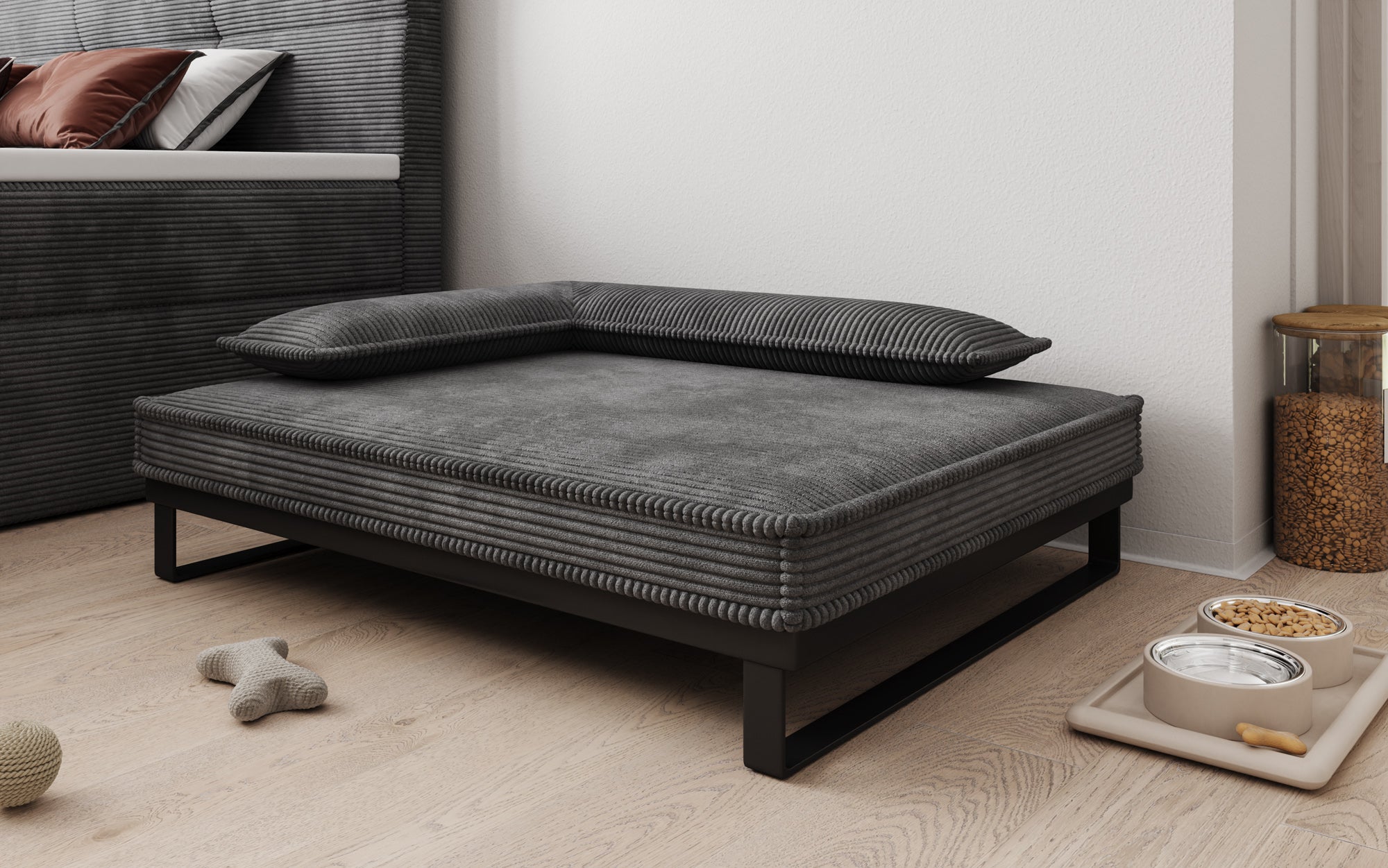 Hundebett Milo – 80×100 cm mit Cordbezug & Metallrahmen