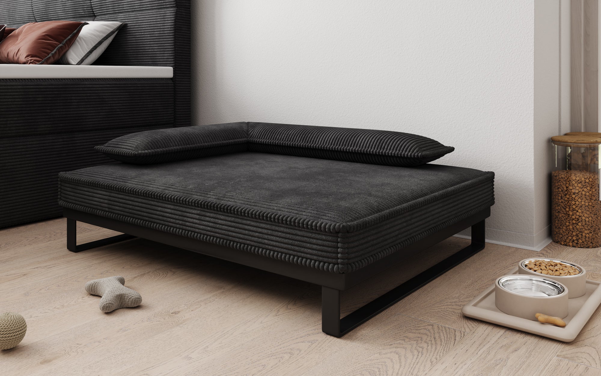 Hundebett Milo – 80×100 cm mit Cordbezug & Metallrahmen