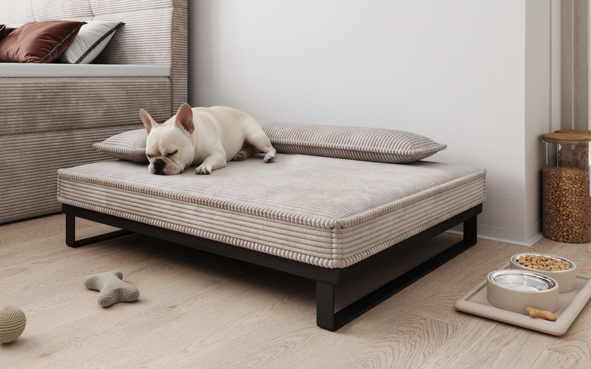 Hundebett Milo – 80×100 cm mit Cordbezug & Metallrahmen