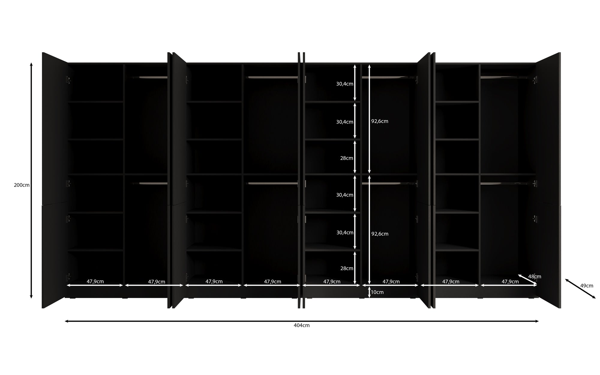 Modulo Faro XL – Véiermodulëge Design-Kleederschaf mat strukturéierter MDF-Front