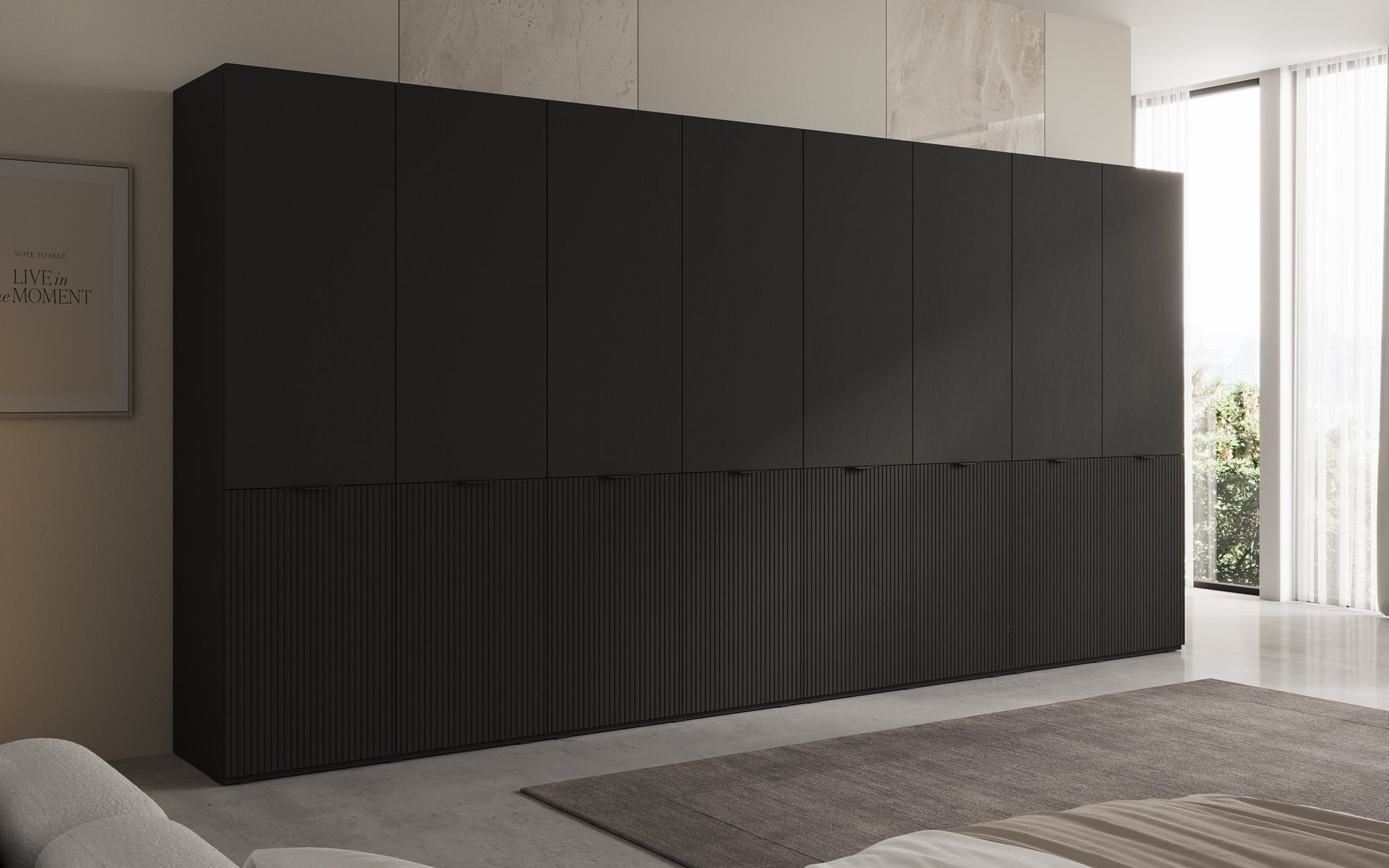 Modulo Faro XL – Viermoduliger Design-Kleiderschrank mit strukturierter MDF-Front