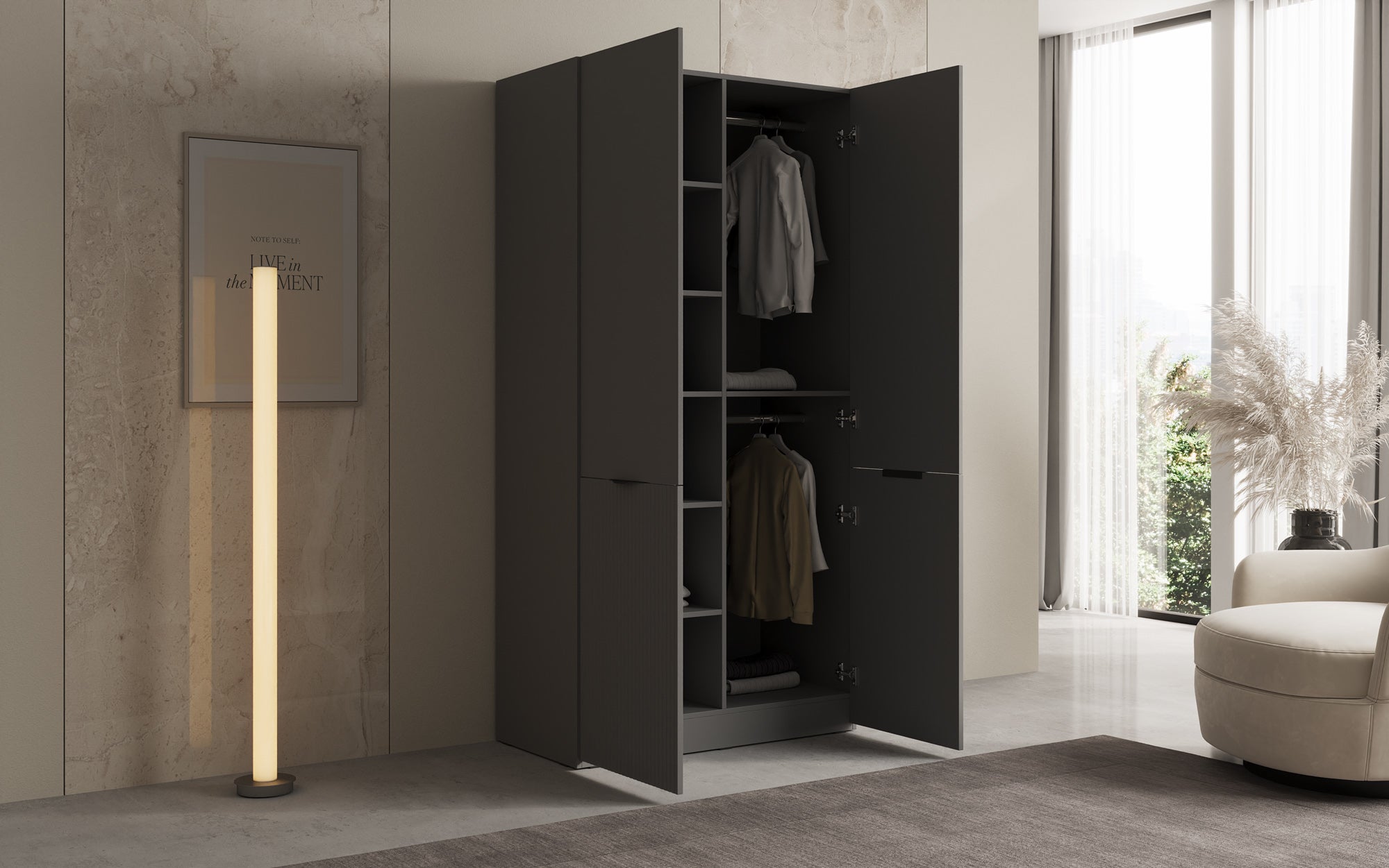 Modulo Varo – Design-Kleiderschrank mit gefräster MDF-Front