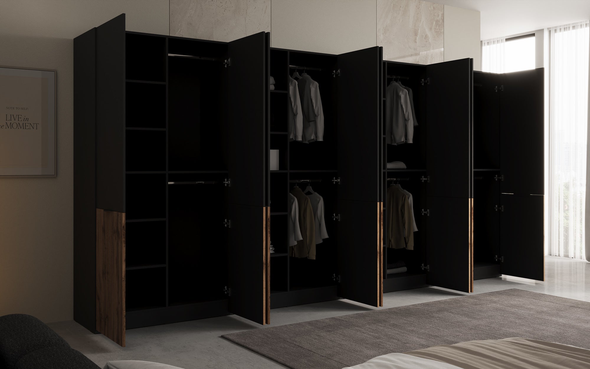 Moduro Naro XL – Viermoduliger Design-Kleiderschrank in Eiche Wotan