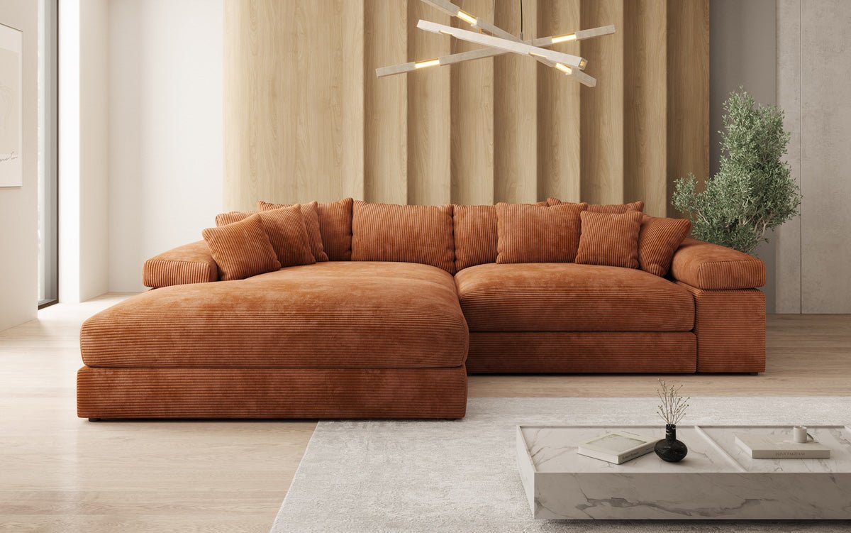 Designer Sofa Bernardo mat breeder Ottomane an Cord