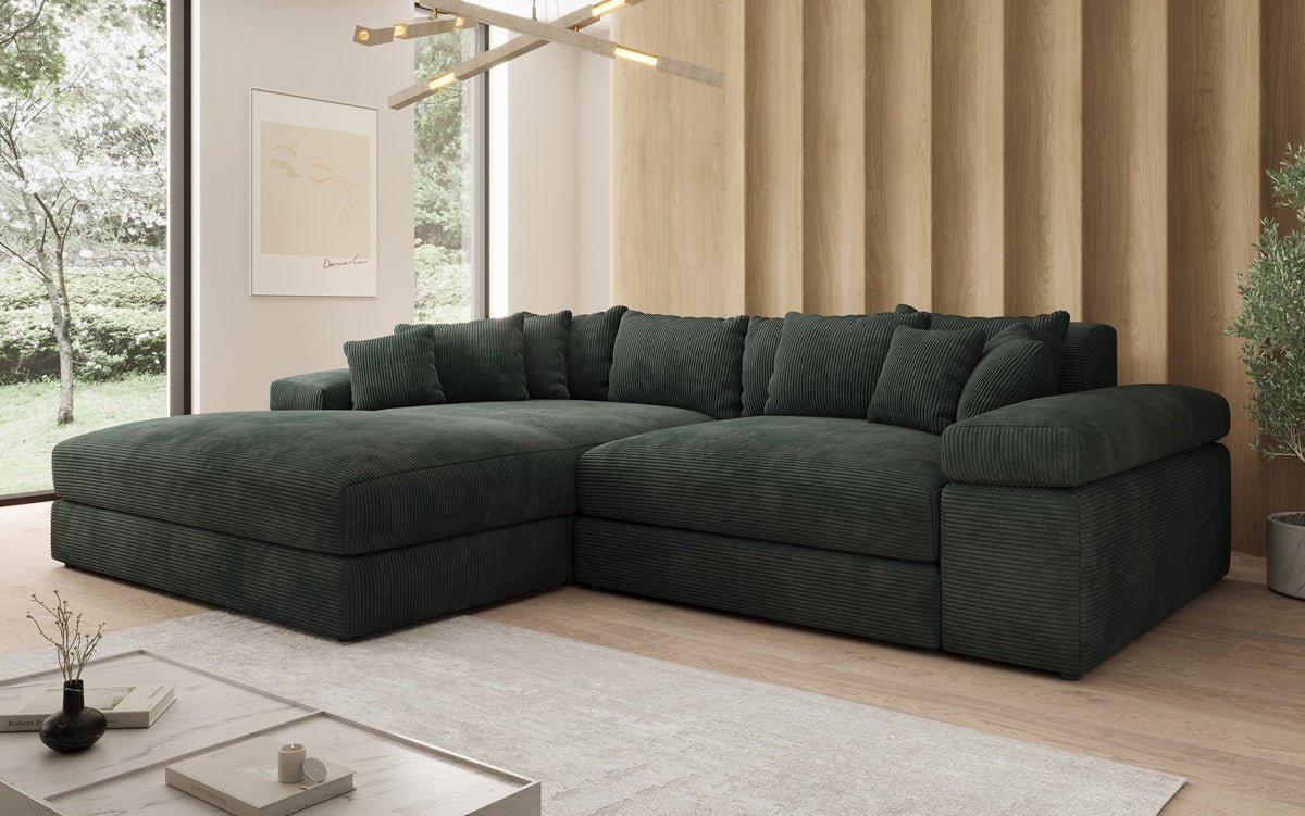 Designer Sofa Bernardo mit breiter Ottomane in Cord