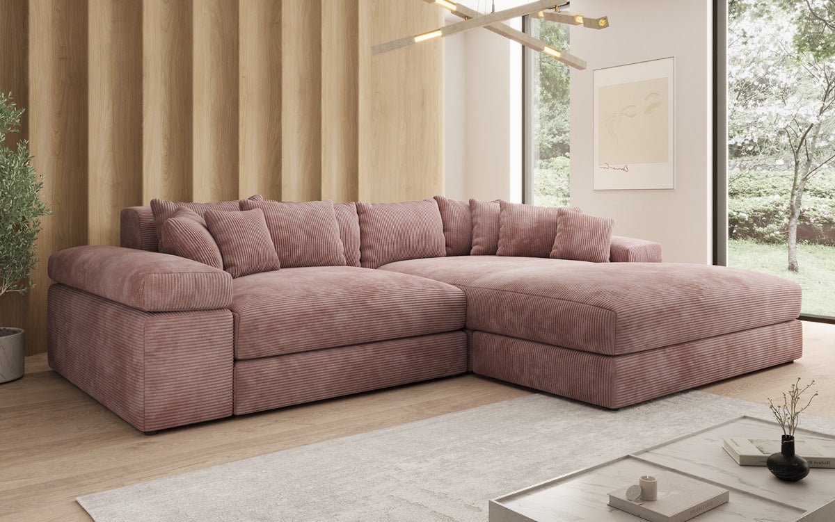 Designer Sofa Bernardo mit breiter Ottomane in Cord