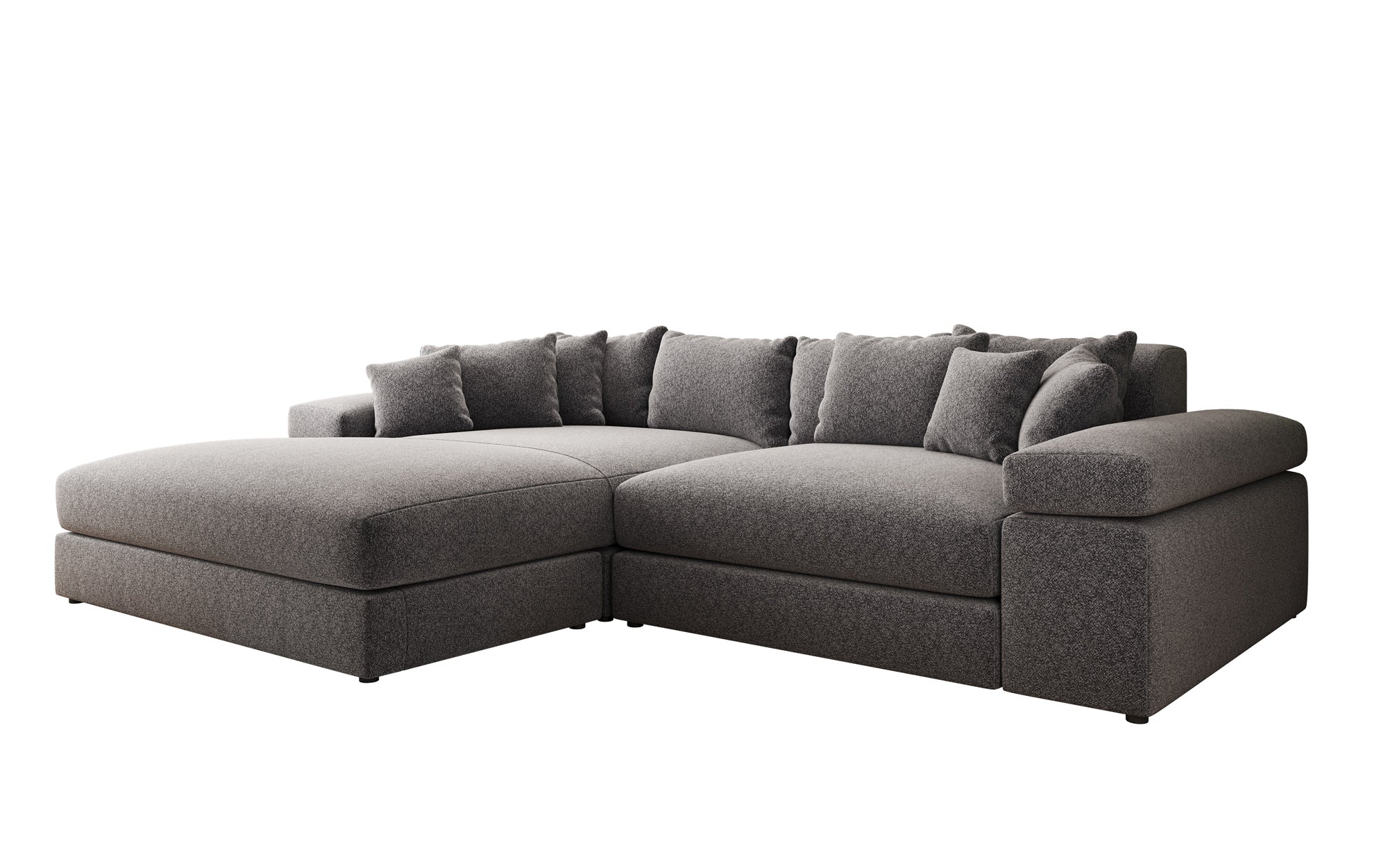 Designer-Sofa Bernardo mat breeder Ottomane aus strukturéiertem Stoff