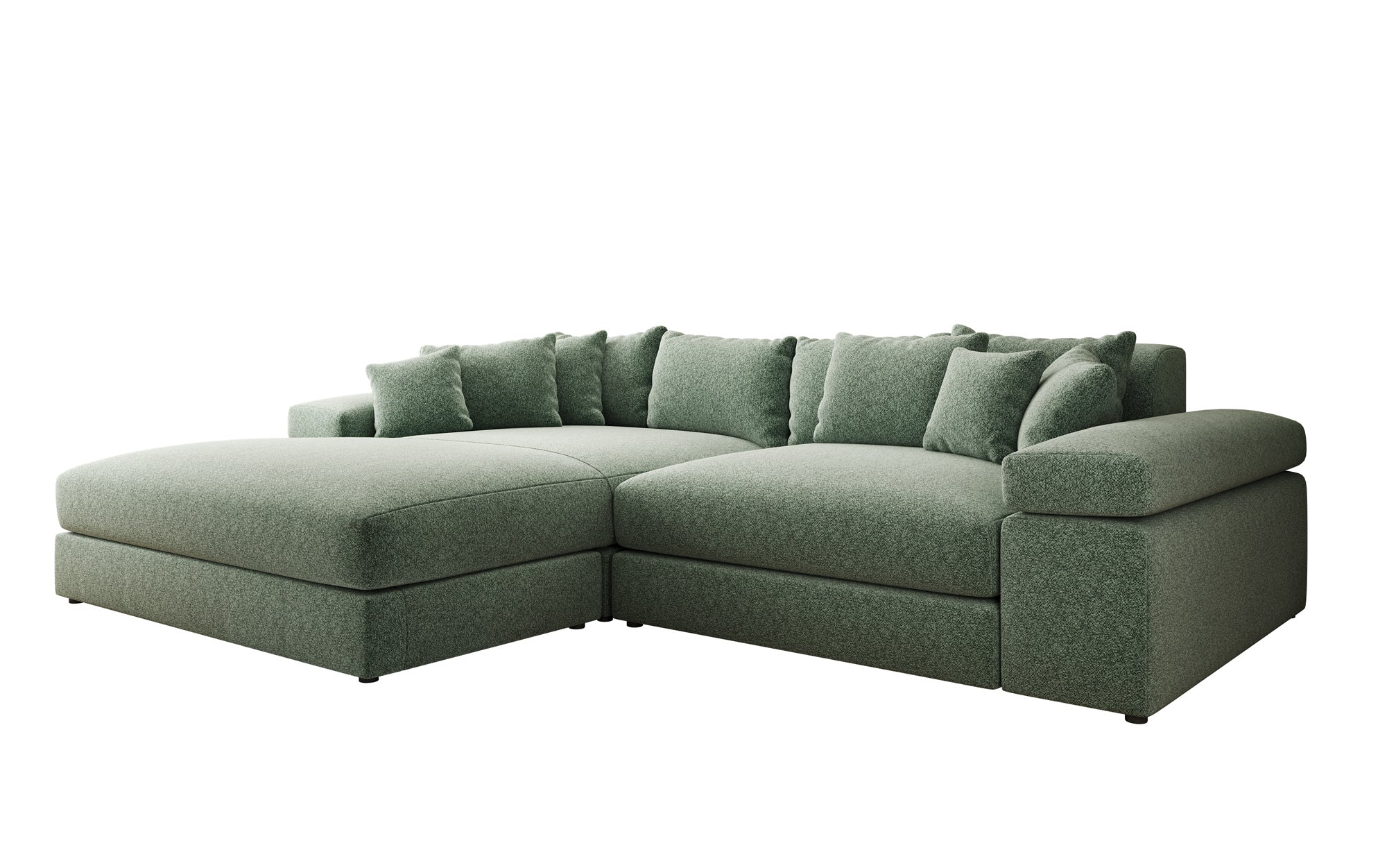 Designer-Sofa Bernardo mat breeder Ottomane aus strukturéiertem Stoff