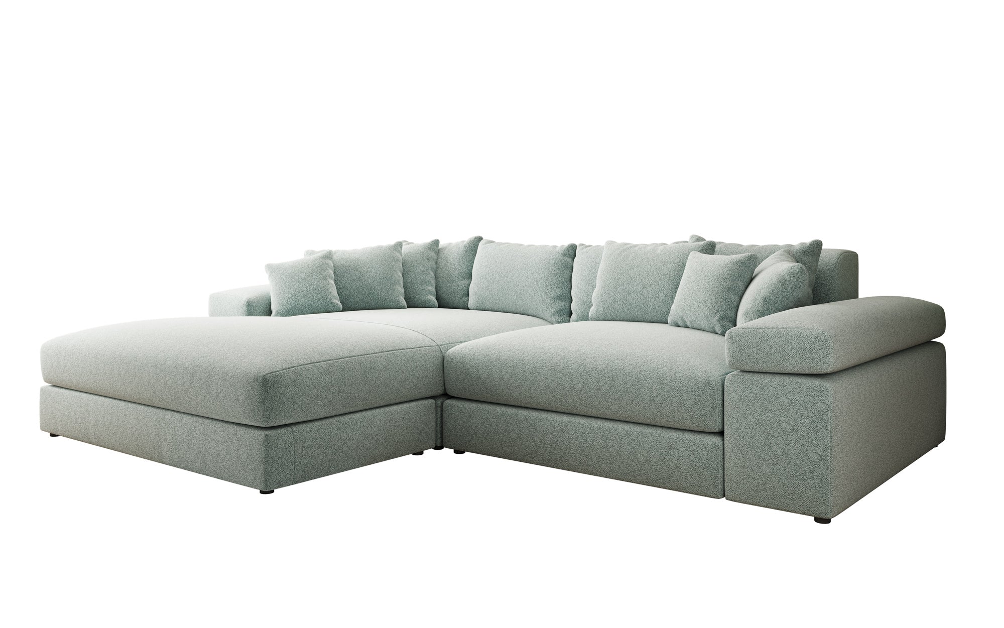 Designer-Sofa Bernardo mat breeder Ottomane aus strukturéiertem Stoff