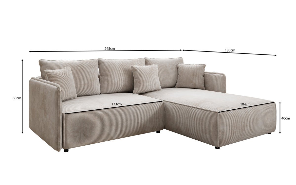 Designer Sofa Marlen mat Schloof- an Zesummeklappfunktioun an Cord