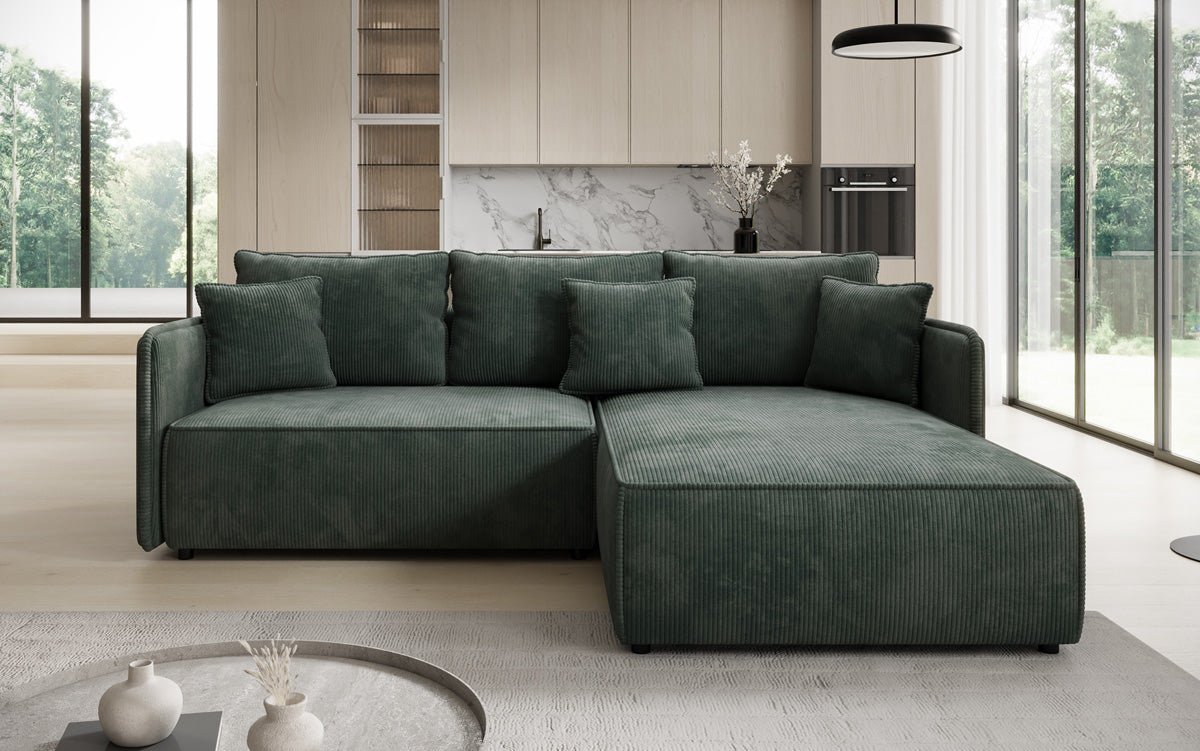 Designer Sofa Marlen mat Schloof- an Zesummeklappfunktioun an Cord