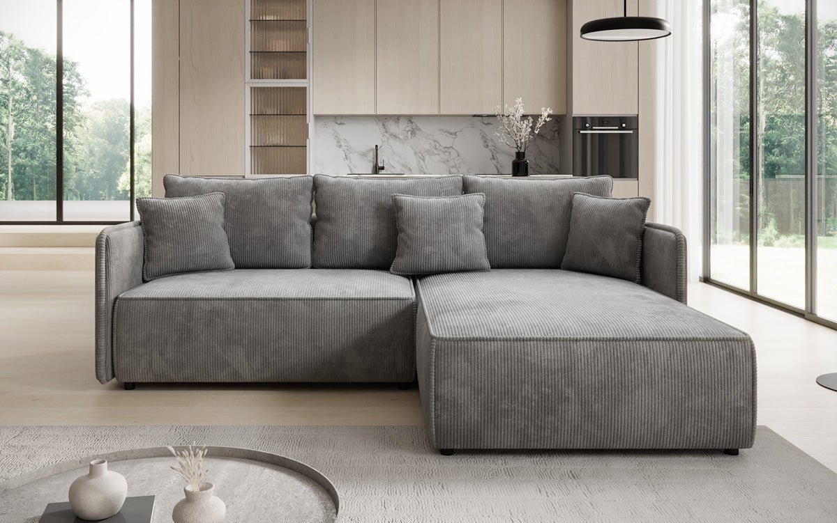 Designer Sofa Marlen mat Schloof- an Zesummeklappfunktioun an Cord