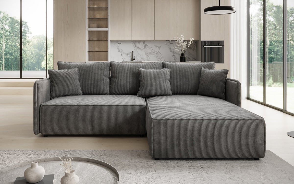 Designer Sofa Marlen mat Schloof- an Zesummeklappfunktioun an Cord
