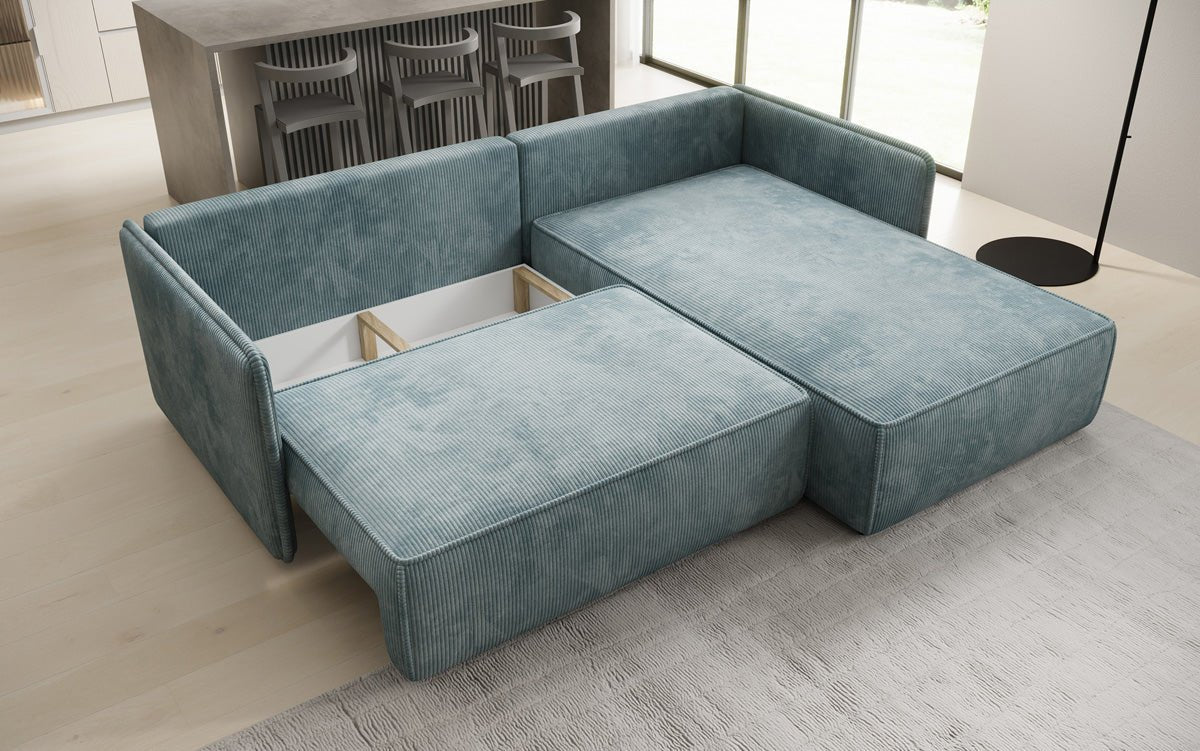 Designer Sofa Marlen mat Schloof- an Zesummeklappfunktioun an Cord