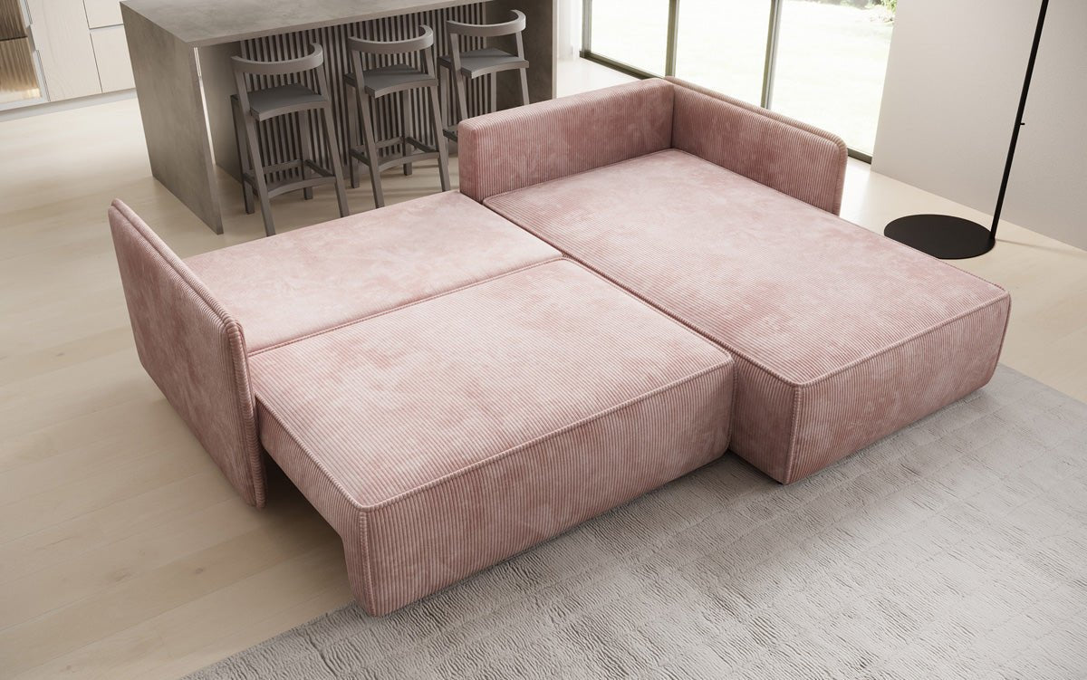 Designer Sofa Marlen mat Schloof- an Zesummeklappfunktioun an Cord