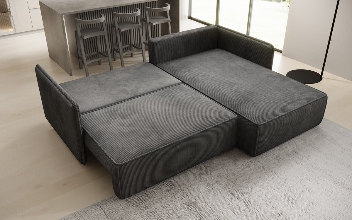 Designer Sofa Marlen mat Schloof- an Zesummeklappfunktioun an Cord