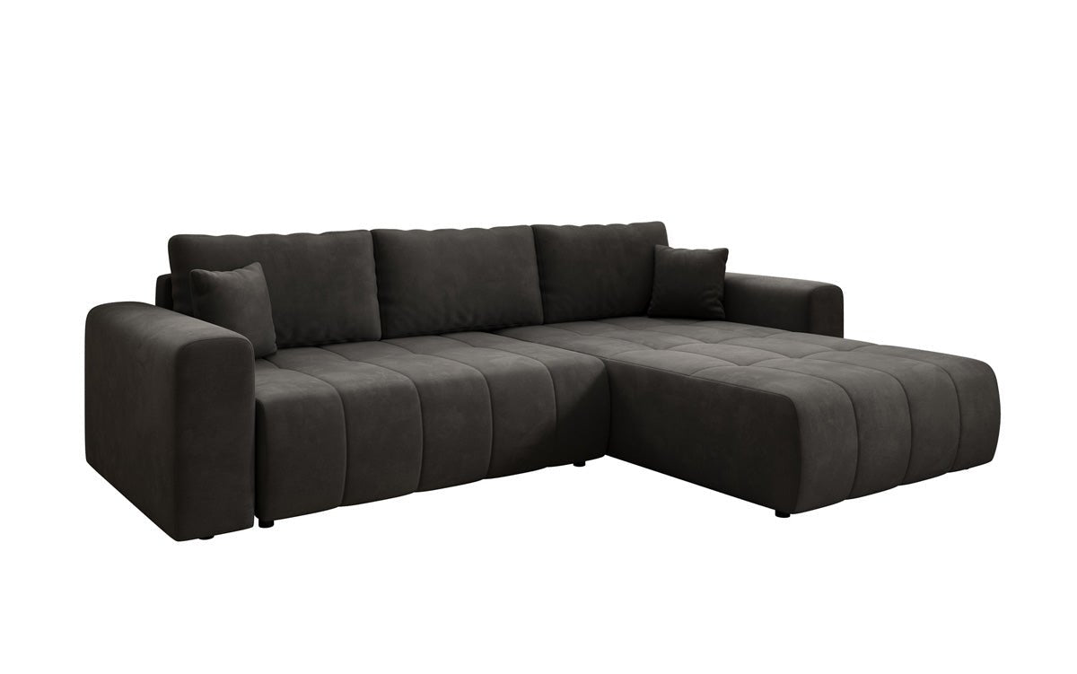 Designer Sofa Leveno L mat Schloof- a Klappfunktioun a Samt