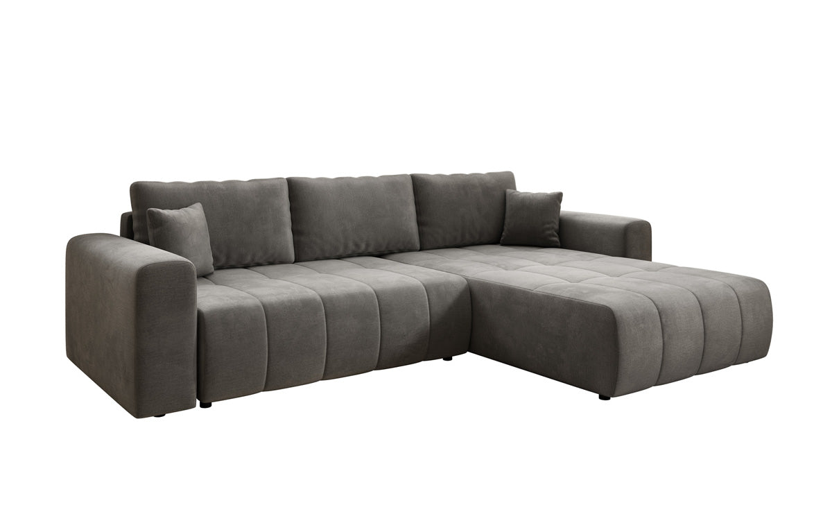 Designer Sofa Leveno L mat Schloof- a Klappfunktioun a Samt