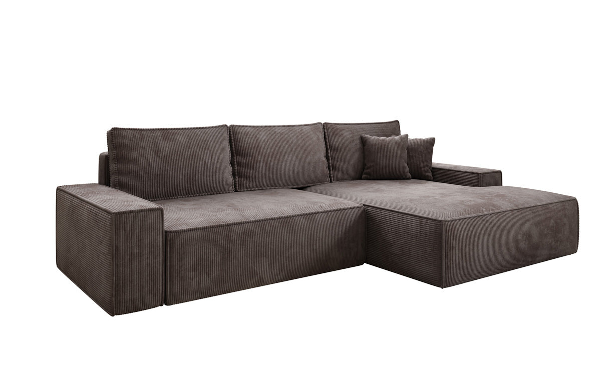 Designer-Sofa Verona mat breeder Ottomane mat Schlof- a Klappfunktioun a Cord