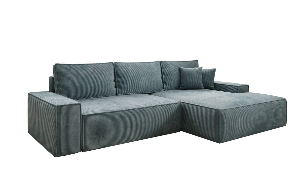Designer-Sofa Verona mat breeder Ottomane mat Schlof- a Klappfunktioun a Cord
