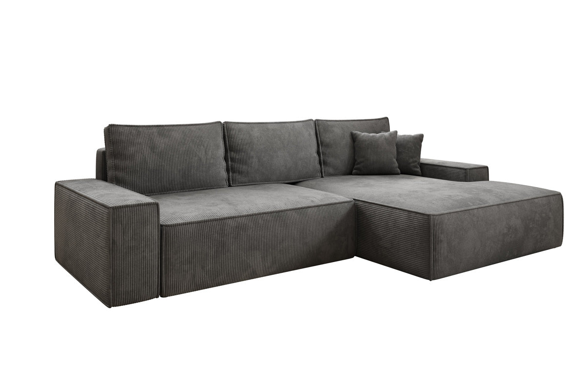 Designer-Sofa Verona mat breeder Ottomane mat Schlof- a Klappfunktioun a Cord