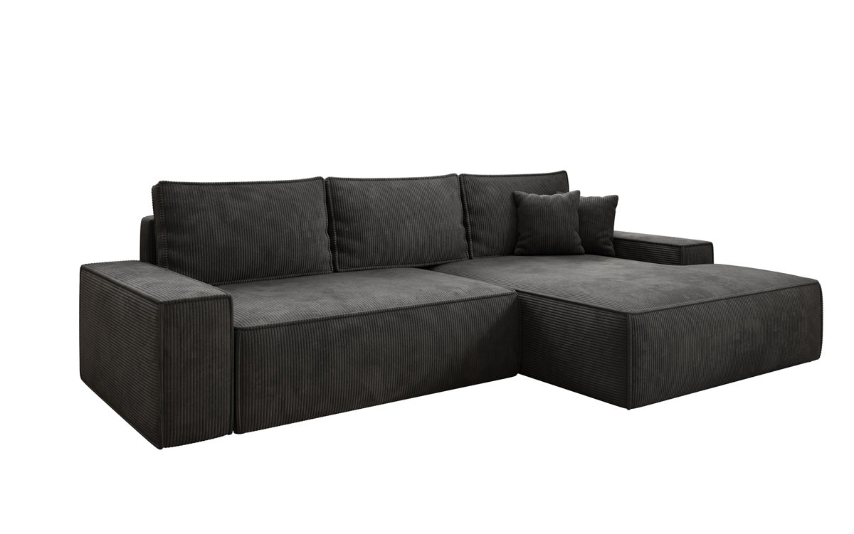 Designer-Sofa Verona mat breeder Ottomane mat Schlof- a Klappfunktioun a Cord