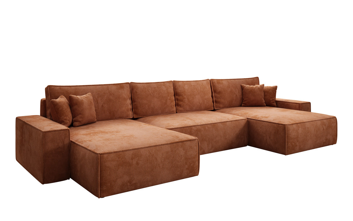 Designer Sofa Lunaro U mit Schlaffunktion und Stauraum in Cord