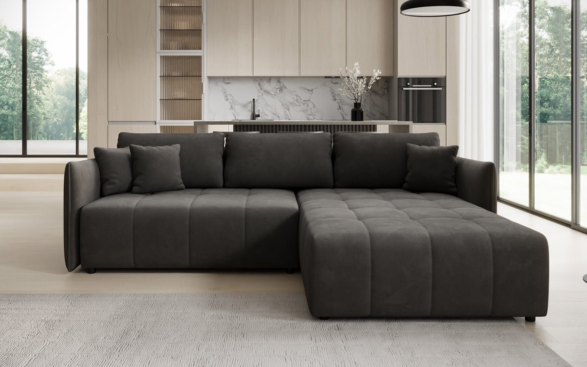 Designer Sofa Velaro L mat Schloof- an Zouschloffunktioun a Samt