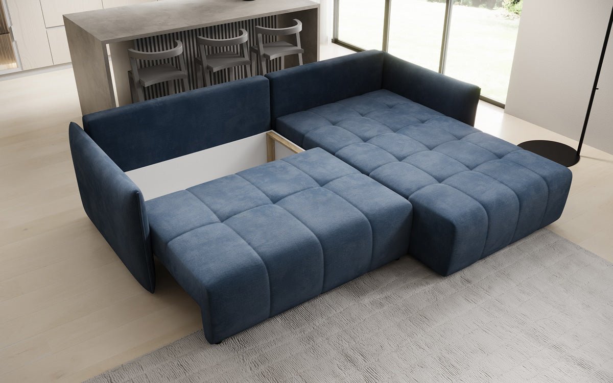 Designer Sofa Velaro L mat Schloof- an Zouschloffunktioun a Samt