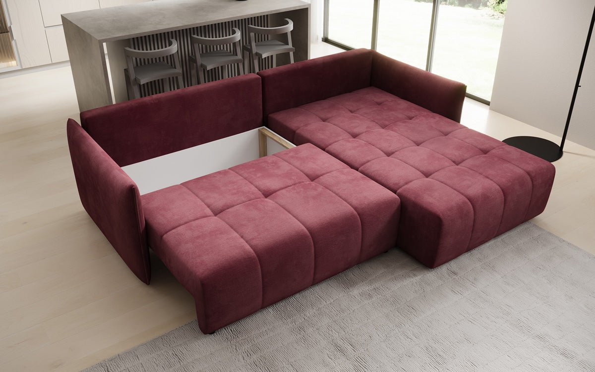 Designer Sofa Velaro L mat Schloof- an Zouschloffunktioun a Samt