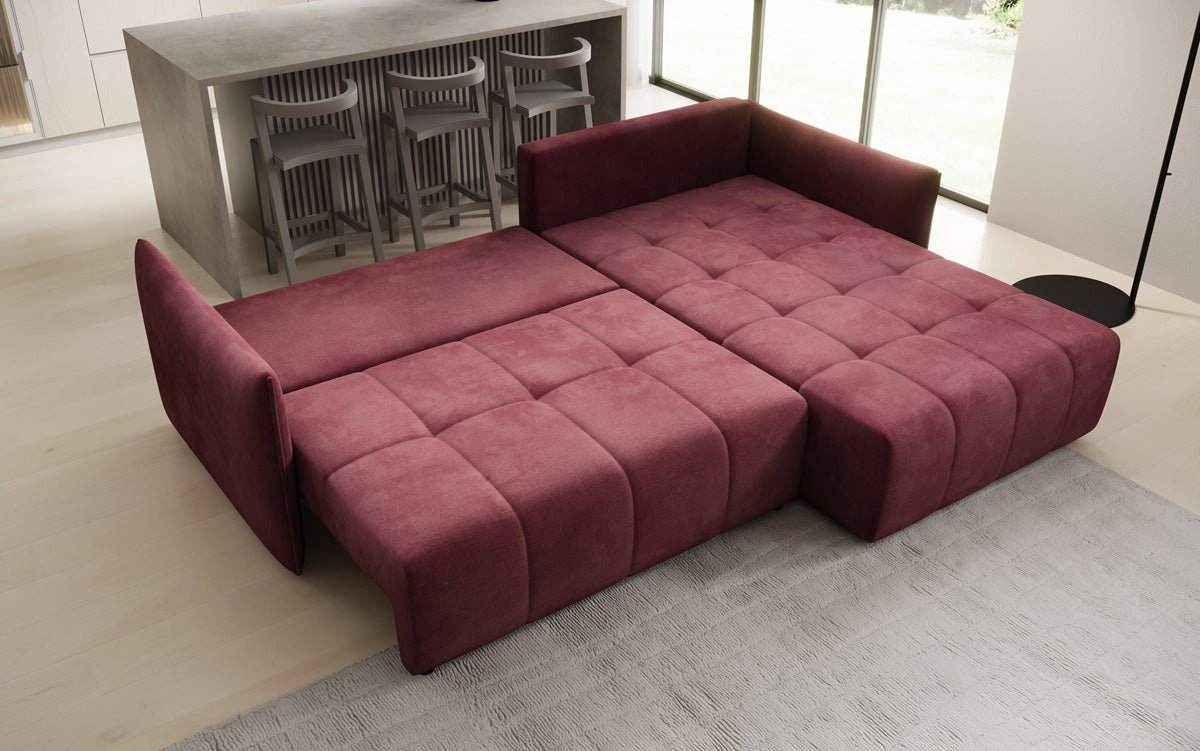 Designer Sofa Velaro L mat Schloof- an Zouschloffunktioun a Samt
