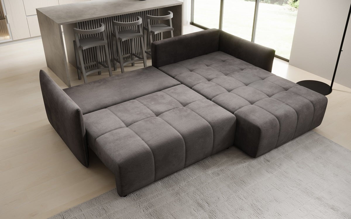 Designer Sofa Velaro L mat Schloof- an Zouschloffunktioun a Samt