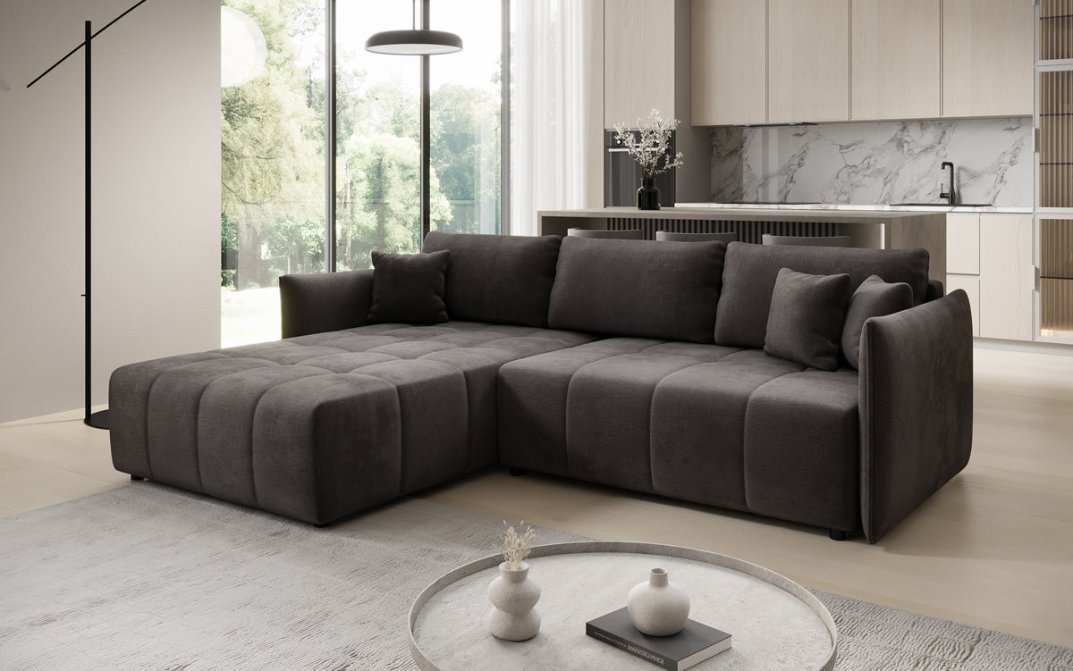 Designer Sofa Velaro L mat Schloof- an Zouschloffunktioun a Samt