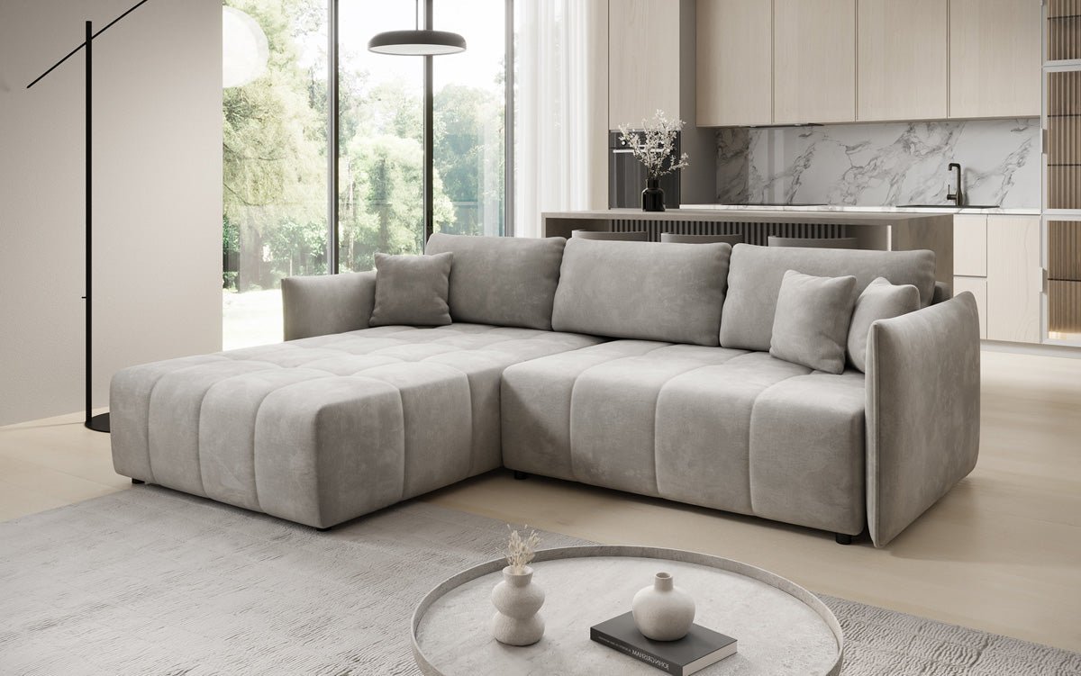 Designer Sofa Velaro L mat Schloof- an Zouschloffunktioun a Samt